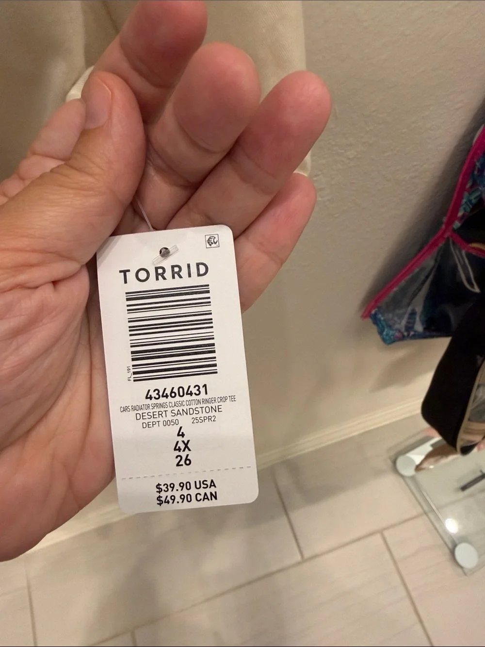 torrid  “Disney Cars” Cream Crop Tee
